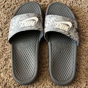 Grey Nike Slides